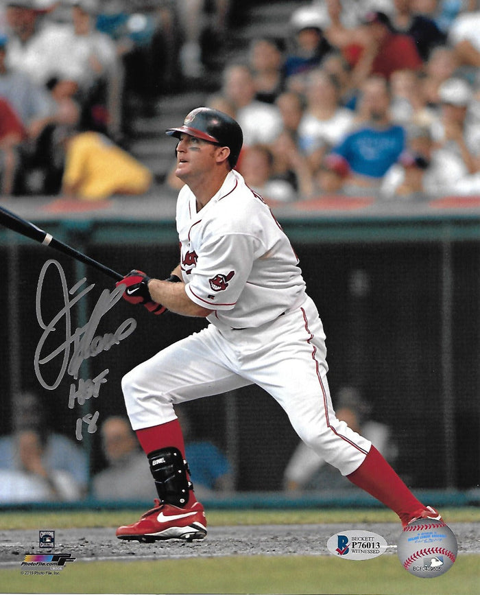 Jim Thome Signed Cleveland Indians 8x10 W/ HOF 18 Beckett Witnessed #3-Powers Sports Memorabilia