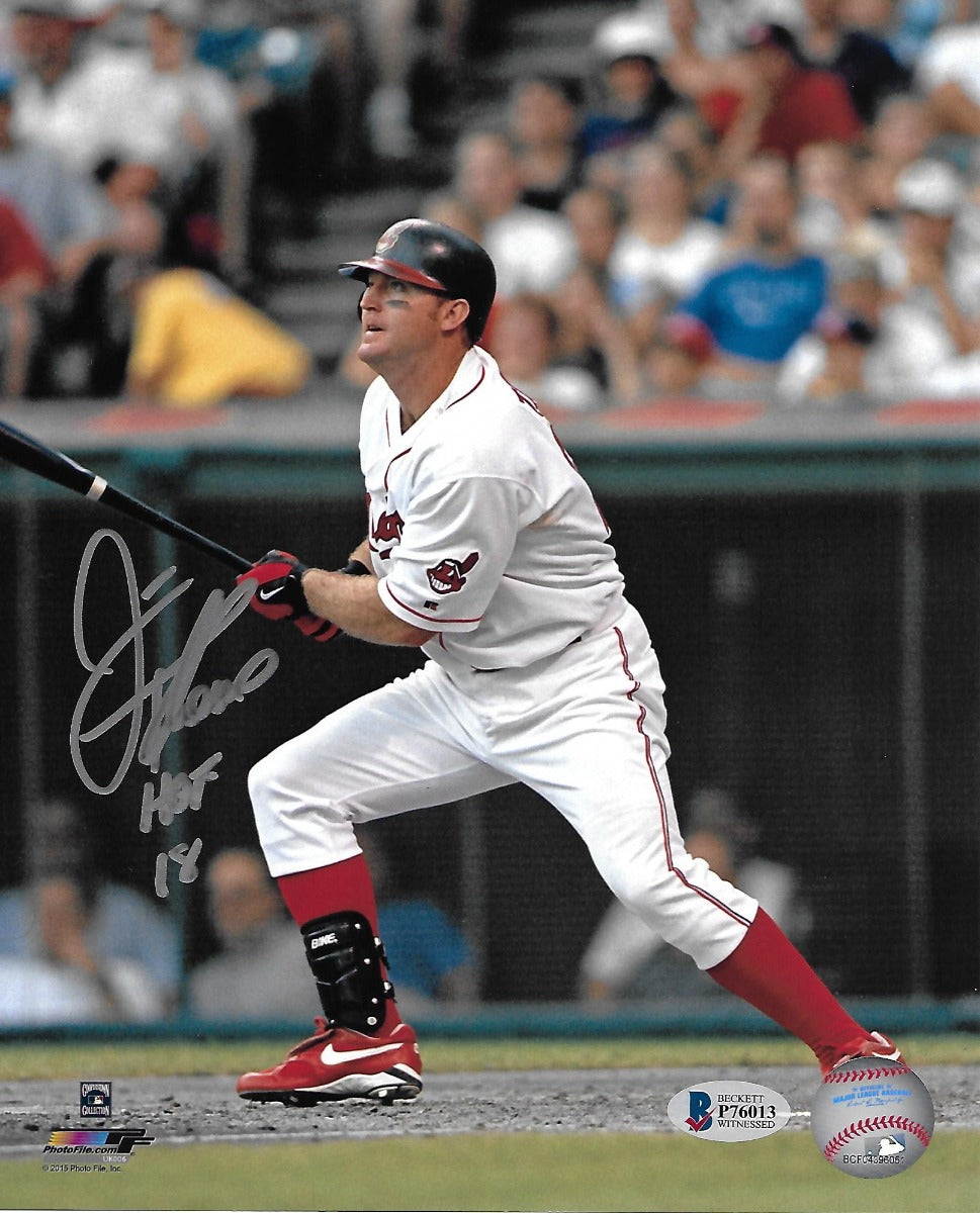 Jim Thome Autographed Cleveland Indians 8x10 W/ HOF 18 Beckett Witnessed #3-Powers Sports Memorabilia