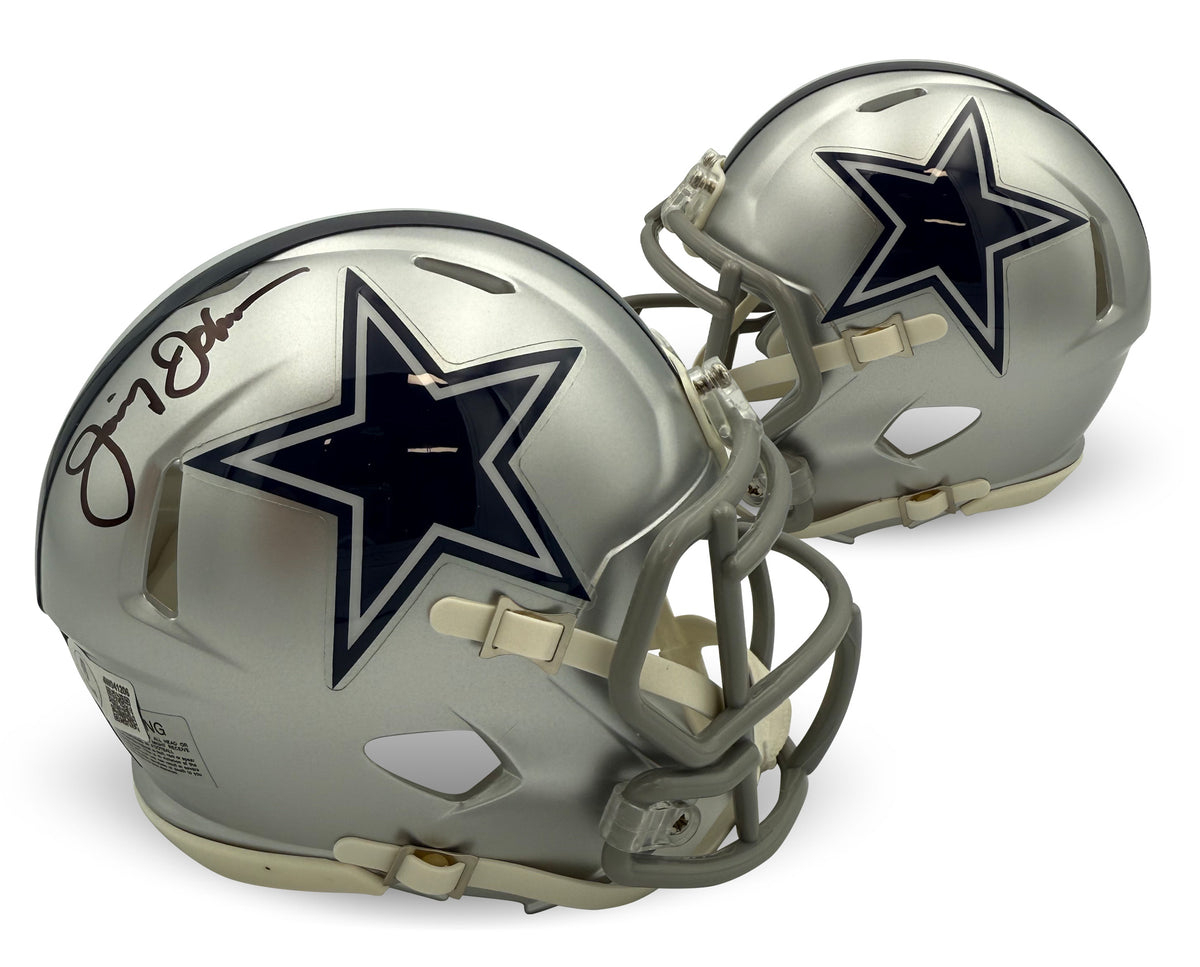 Jimmy Johnson Autographed Dallas Cowboys Signed Football Mini Helmet Beckett COA-Powers Sports Memorabilia