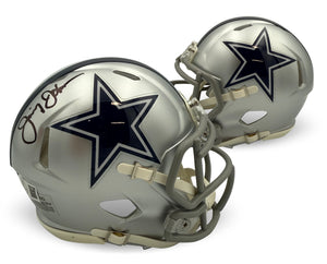 Jimmy Johnson Autographed Dallas Cowboys Signed Football Mini Helmet Beckett COA-Powers Sports Memorabilia