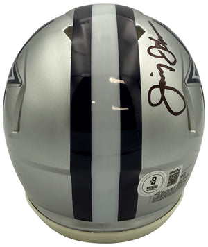 Jimmy Johnson Autographed Dallas Cowboys Signed Football Mini Helmet Beckett COA-Powers Sports Memorabilia