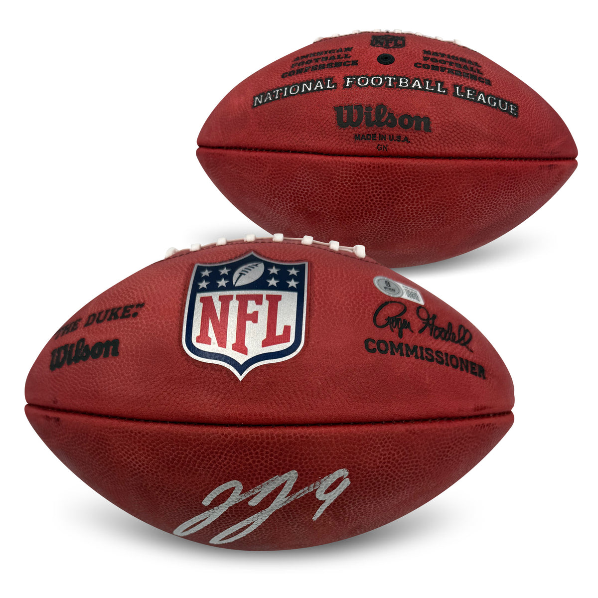 J.J. McCarthy Autographed NFL Duke Authentic Signed Full Size Game Football Beckett COA-Powers Sports Memorabilia