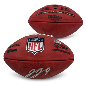 J.J. McCarthy Autographed NFL Duke Authentic Signed Full Size Game Football Beckett COA-Powers Sports Memorabilia