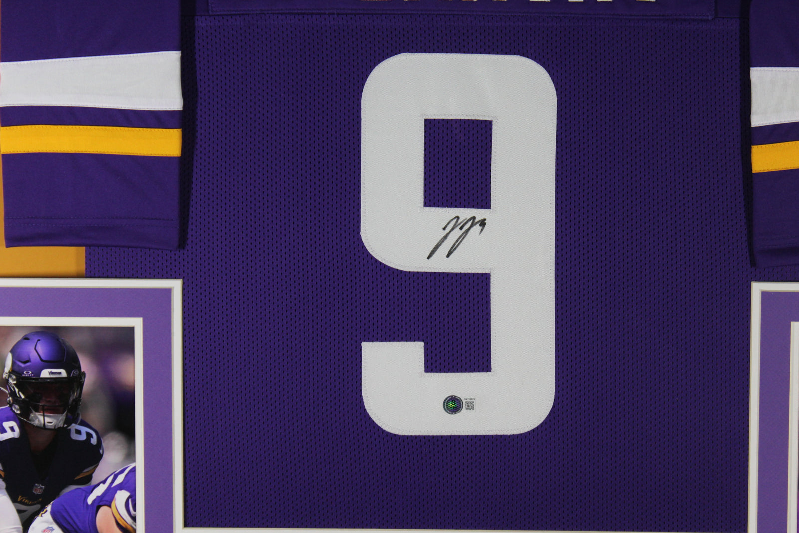 J.J. McCarthy Autographed Custom Pro Style Purple Signed Football Framed Jersey Beckett COA JJ-Powers Sports Memorabilia