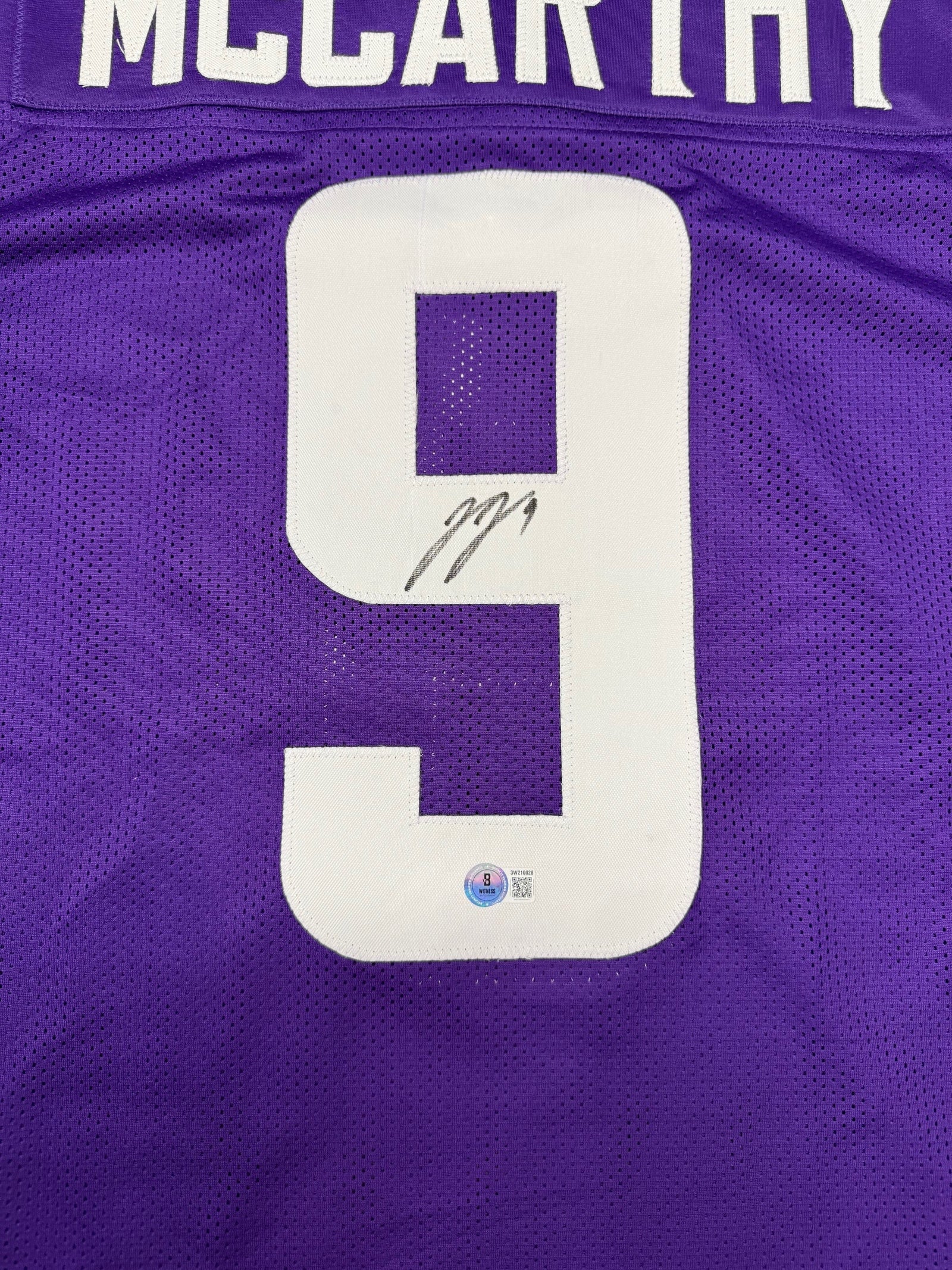 J.J. McCarthy Autographed Custom Pro Style Purple Signed Football Jersey Beckett COA-Powers Sports Memorabilia