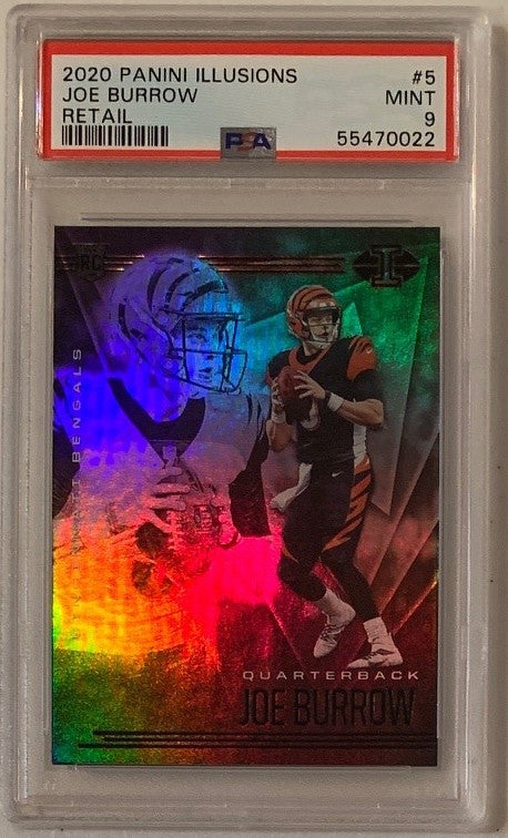 Joe Burrow 2020 Panini Illusions Retail Football Rookie Card RC #5 Graded PSA 9-Powers Sports Memorabilia