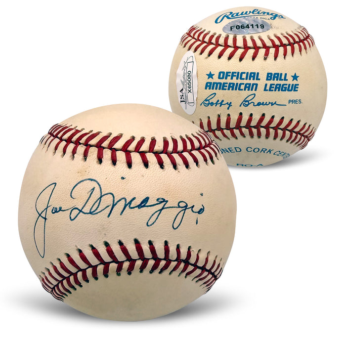 Joe DiMaggio Autographed New York Yankees Signed American League Baseball JSA COA With UV Display Case X65080