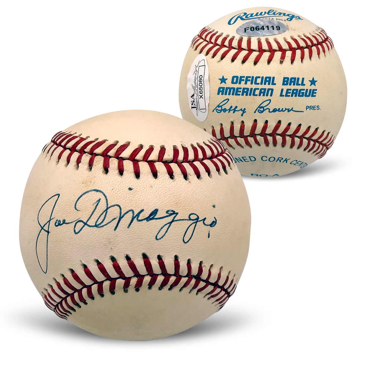 Joe DiMaggio Autographed New York Yankees Signed American League Baseball JSA COA With UV Display Case X65080-Powers Sports Memorabilia