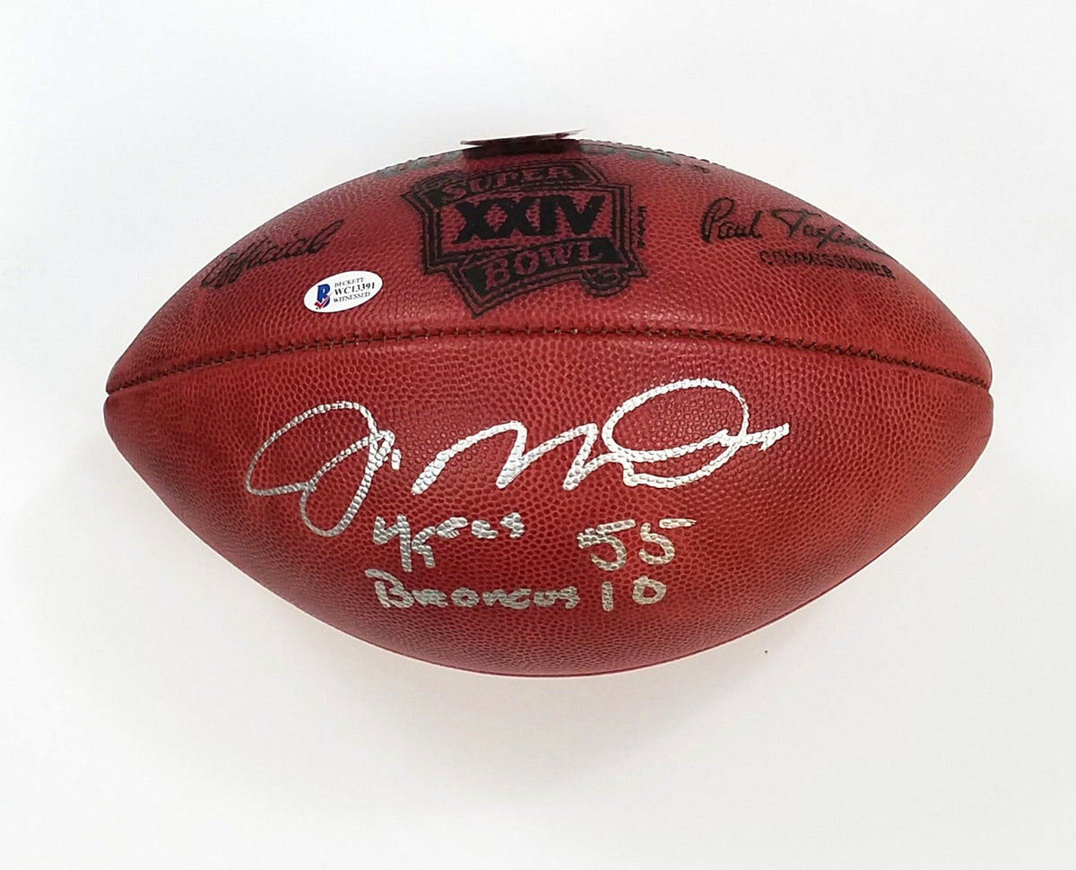 Joe Montana Signed San Francisco 49ers Super Bowl XXIV Football W/ 49ers 55 Broncos 10 - Beckett-Powers Sports Memorabilia