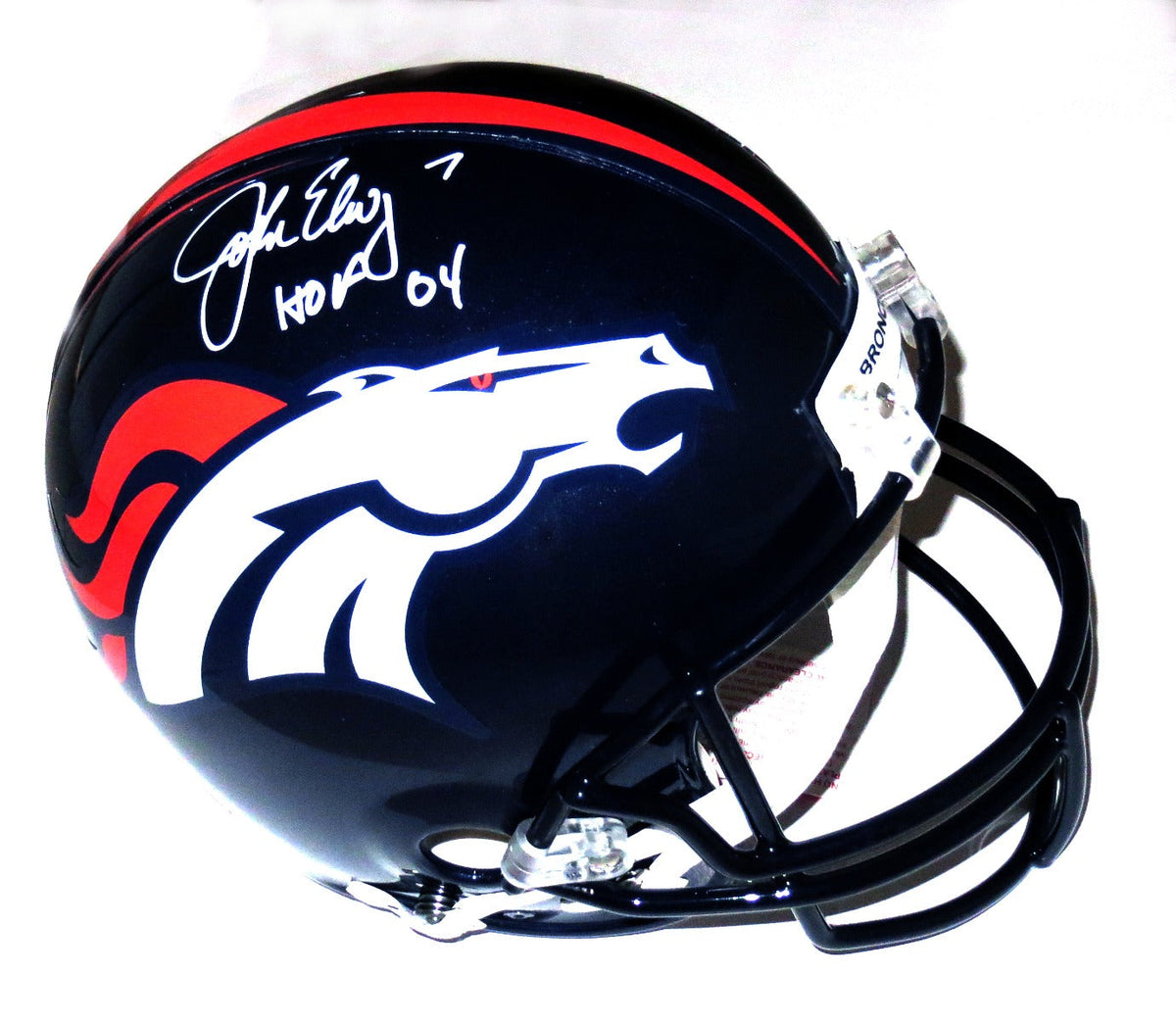 John Elway Autographed Denver Broncos Riddell Authentic Pro Line Helmet W/HOF 04 Beckett Witnessed-Powers Sports Memorabilia