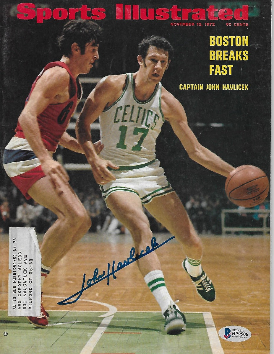 John Havlicek Autographed Boston Celtics Sports Illustrated 11/13/72 Beckett Authenticated-Powers Sports Memorabilia