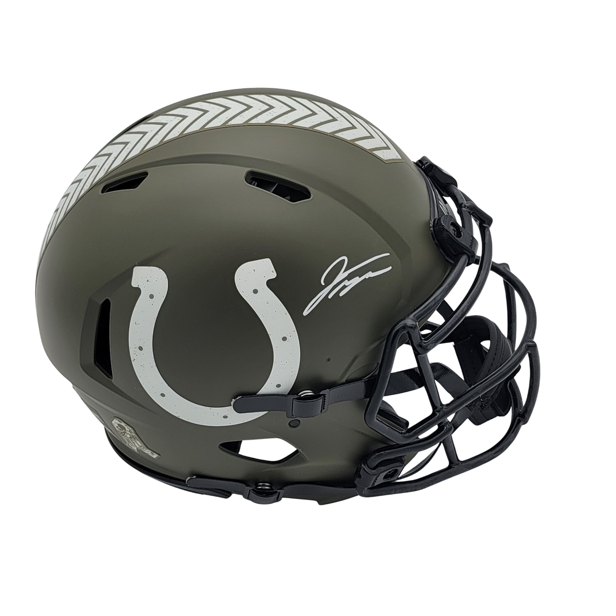 Jonathan Taylor Signed Indianapolis Colts Authentic Salute to Service Full Size Helmet | - Beckett-Powers Sports Memorabilia