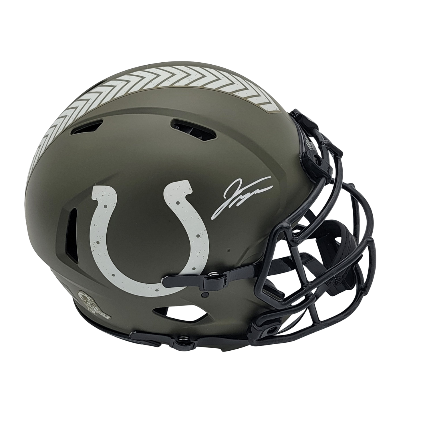 Jonathan Taylor Signed Indianapolis Colts Authentic Salute to Service Full Size Helmet | - Beckett-Powers Sports Memorabilia
