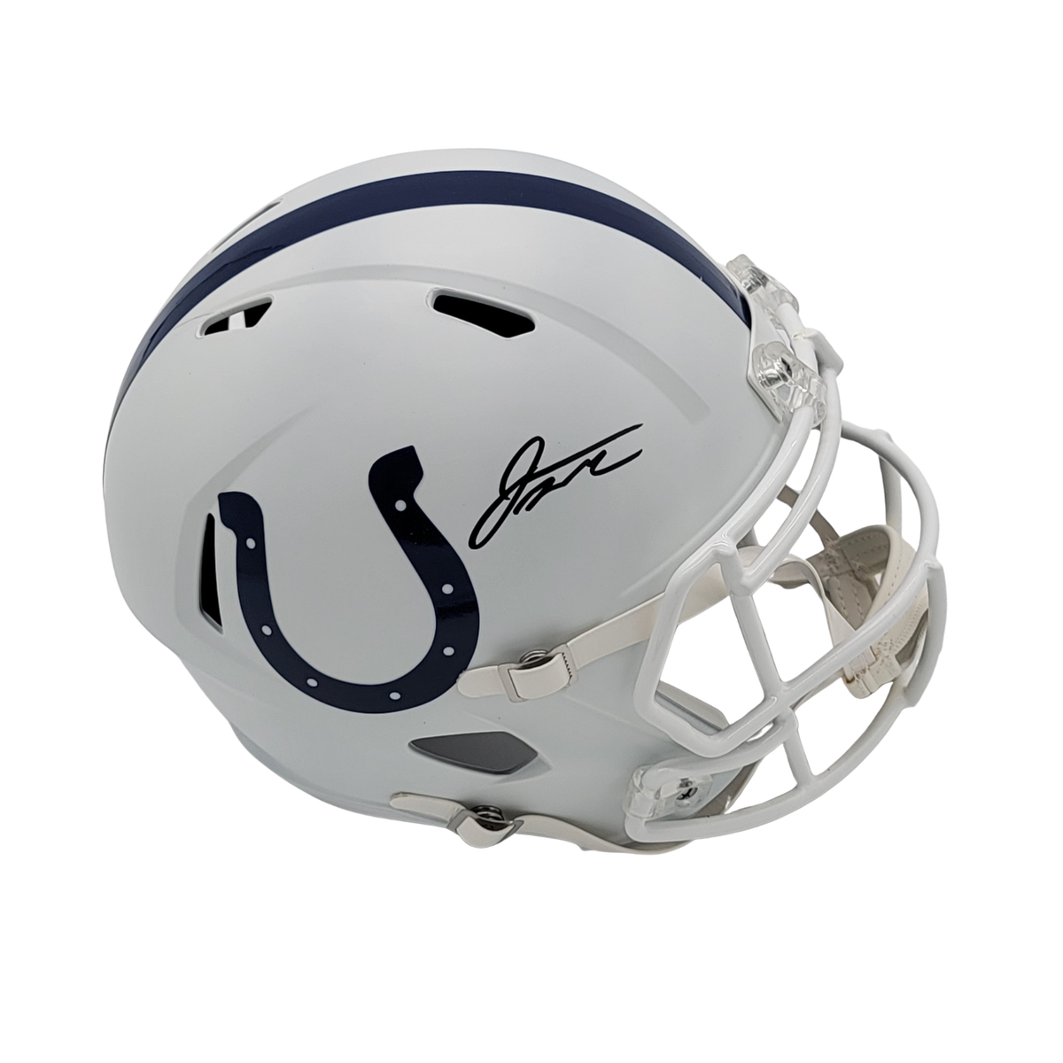 Jonathan Taylor Signed Indianapolis Colts Flat White Replica Full Size Helmet | - Beckett-Powers Sports Memorabilia