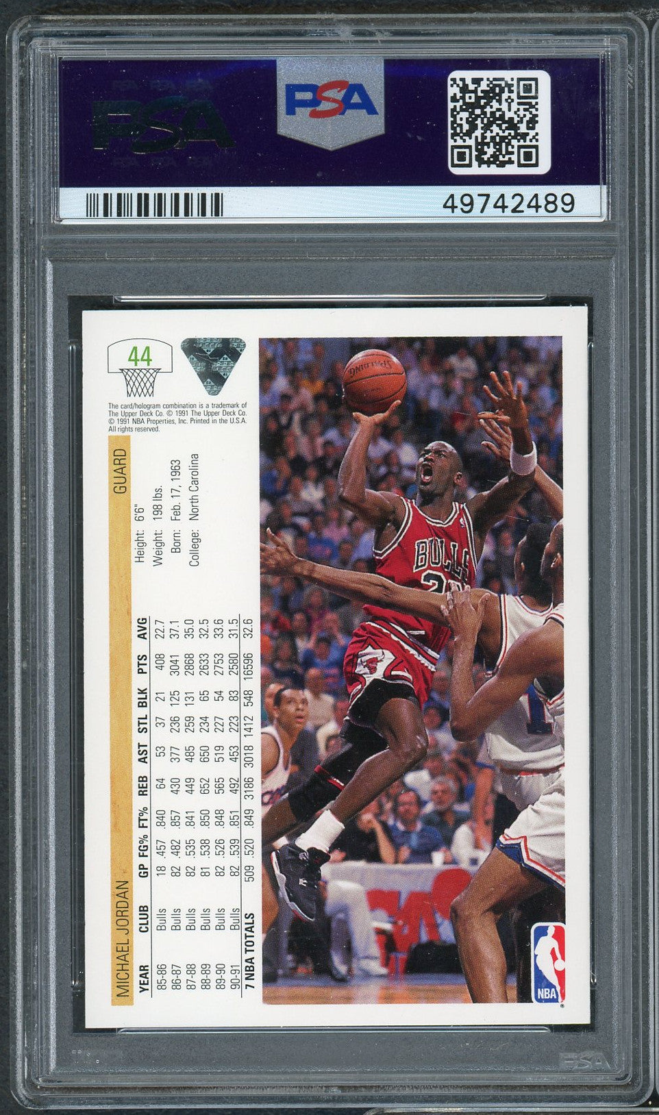 Michael Jordan 1991 Upper Deck Basketball Card #44 Graded PSA 9 MINT-Powers Sports Memorabilia