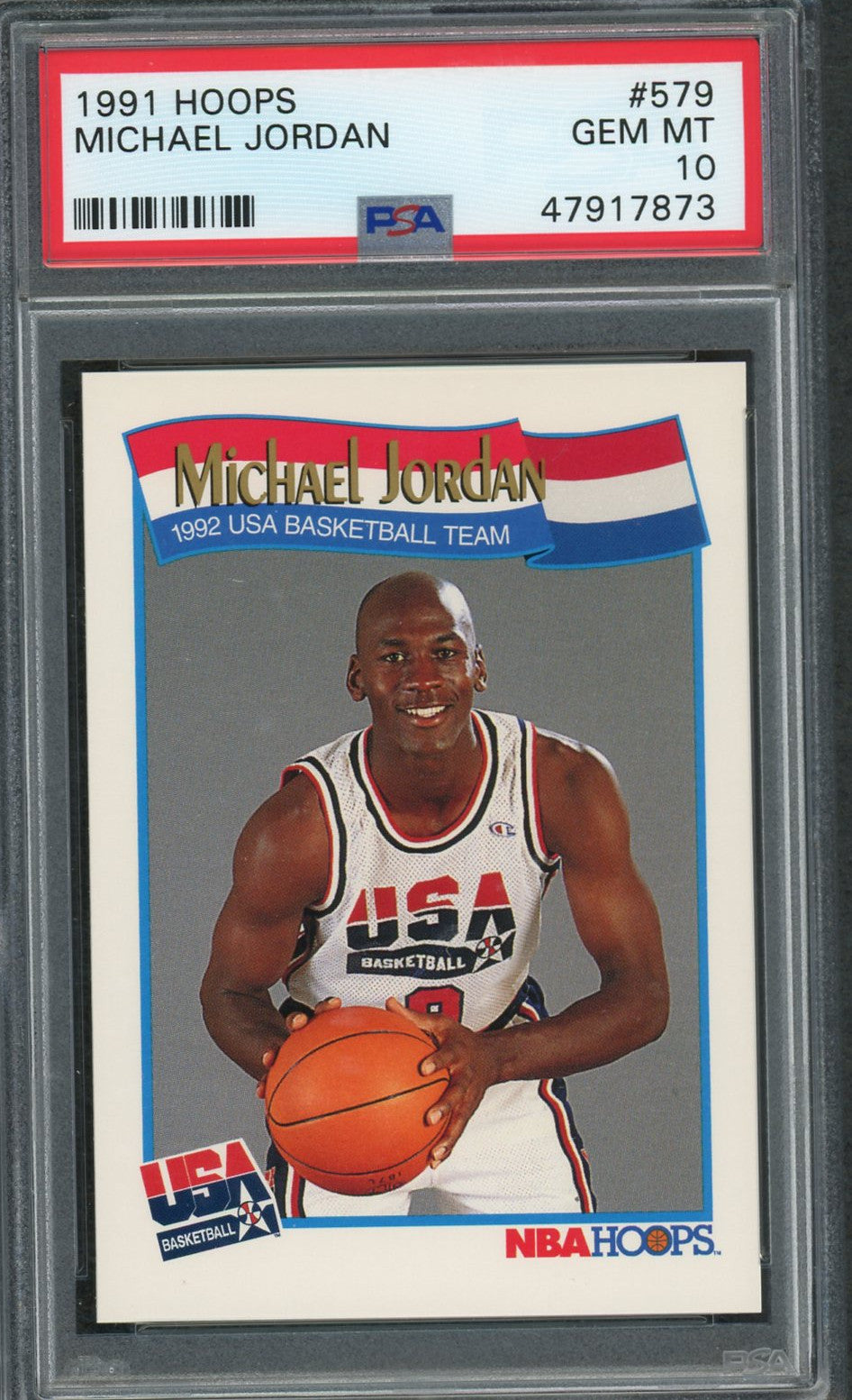 Michael Jordan Team USA Dream Team 1991 Hoops Basketball Card #579 Graded PSA 10 GEM MINT-Powers Sports Memorabilia