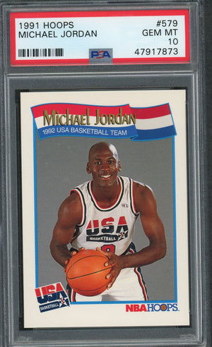 Michael Jordan Team USA Dream Team 1991 Hoops Basketball Card #579 Graded PSA 10 GEM MINT-Powers Sports Memorabilia
