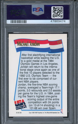 Michael Jordan Team USA Dream Team 1991 Hoops Basketball Card #579 Graded PSA 9 MINT-Powers Sports Memorabilia