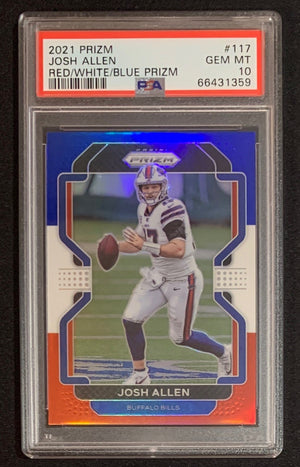 Josh Allen 2021 Panini Red White Blue Prizm Football Card #117 Graded PSA 10-Powers Sports Memorabilia