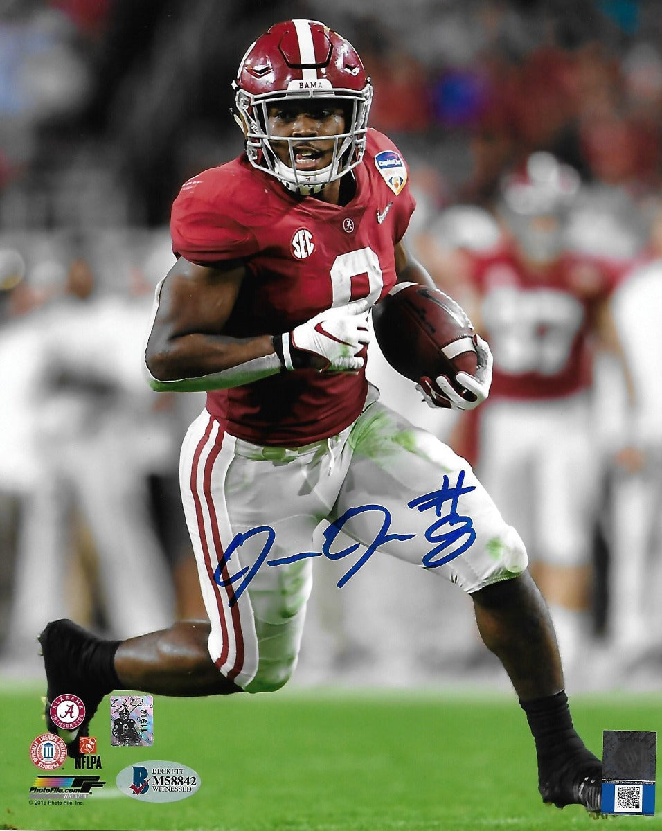 Josh Jacobs Autographed Alabama Crimson Tide 8x10 Beckett Witnessed #2-Powers Sports Memorabilia