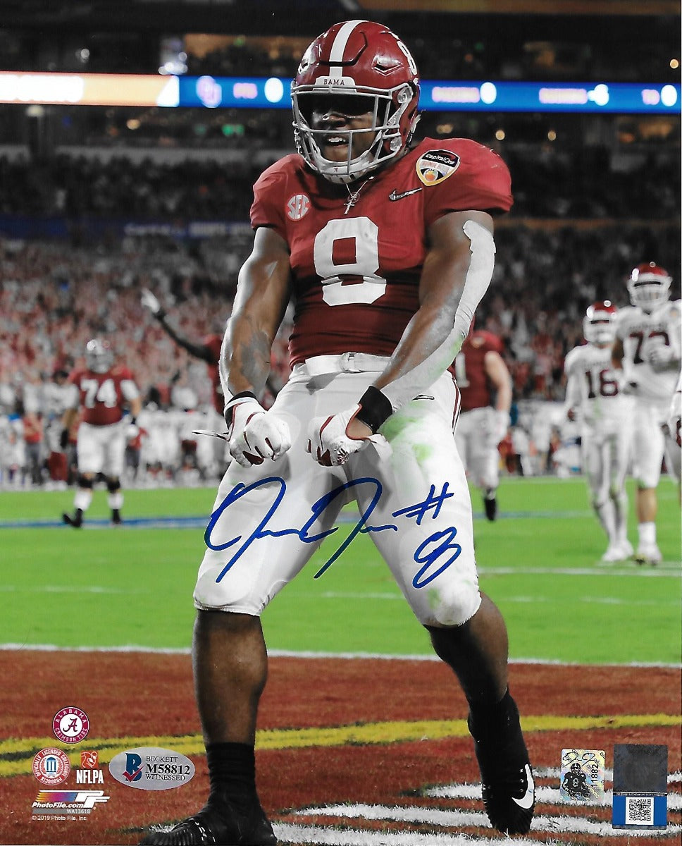 Josh Jacobs Autographed Alabama Crimson Tide 8x10 Beckett Witnessed #1-Powers Sports Memorabilia