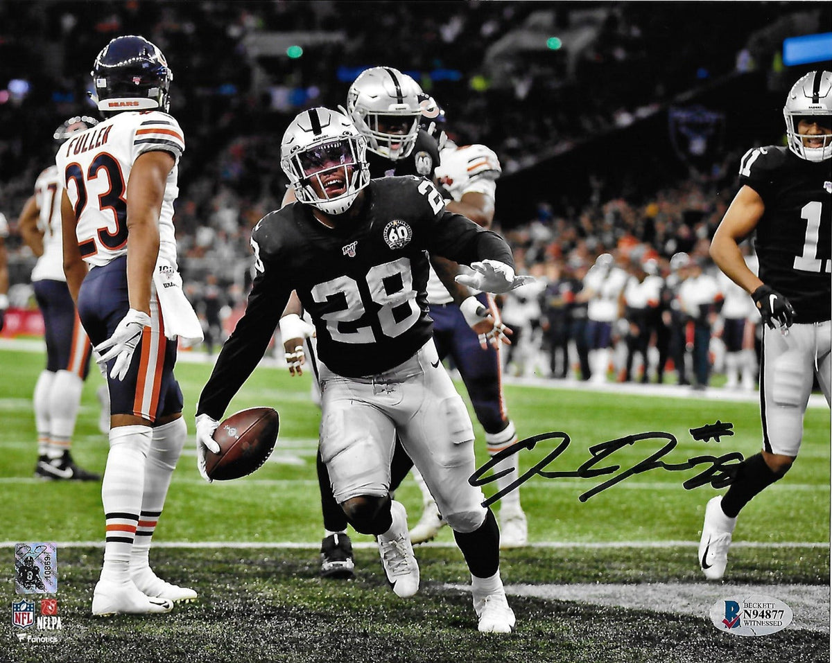 Josh Jacobs Autographed Las Vegas Oakland Raiders 8x10 Beckett Witnessed #3-Powers Sports Memorabilia