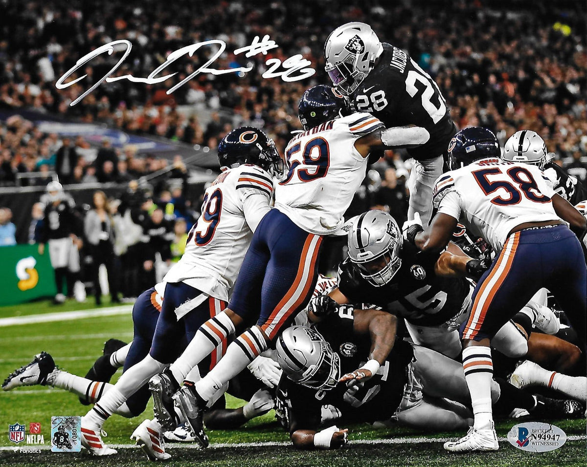 Josh Jacobs Autographed Las Vegas Oakland Raiders 8x10 Beckett Witnessed #4-Powers Sports Memorabilia