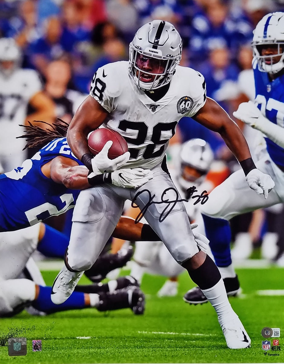 Josh Jacobs Autographed Las Vegas Oakland Raiders 16x20 Beckett Witnessed #1-Powers Sports Memorabilia