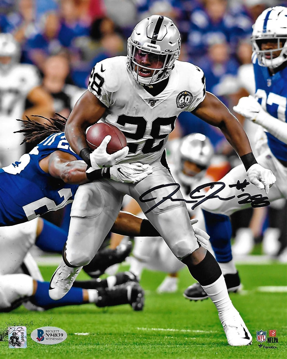 Josh Jacobs Autographed Las Vegas Oakland Raiders 8x10 Beckett Witnessed #1-Powers Sports Memorabilia