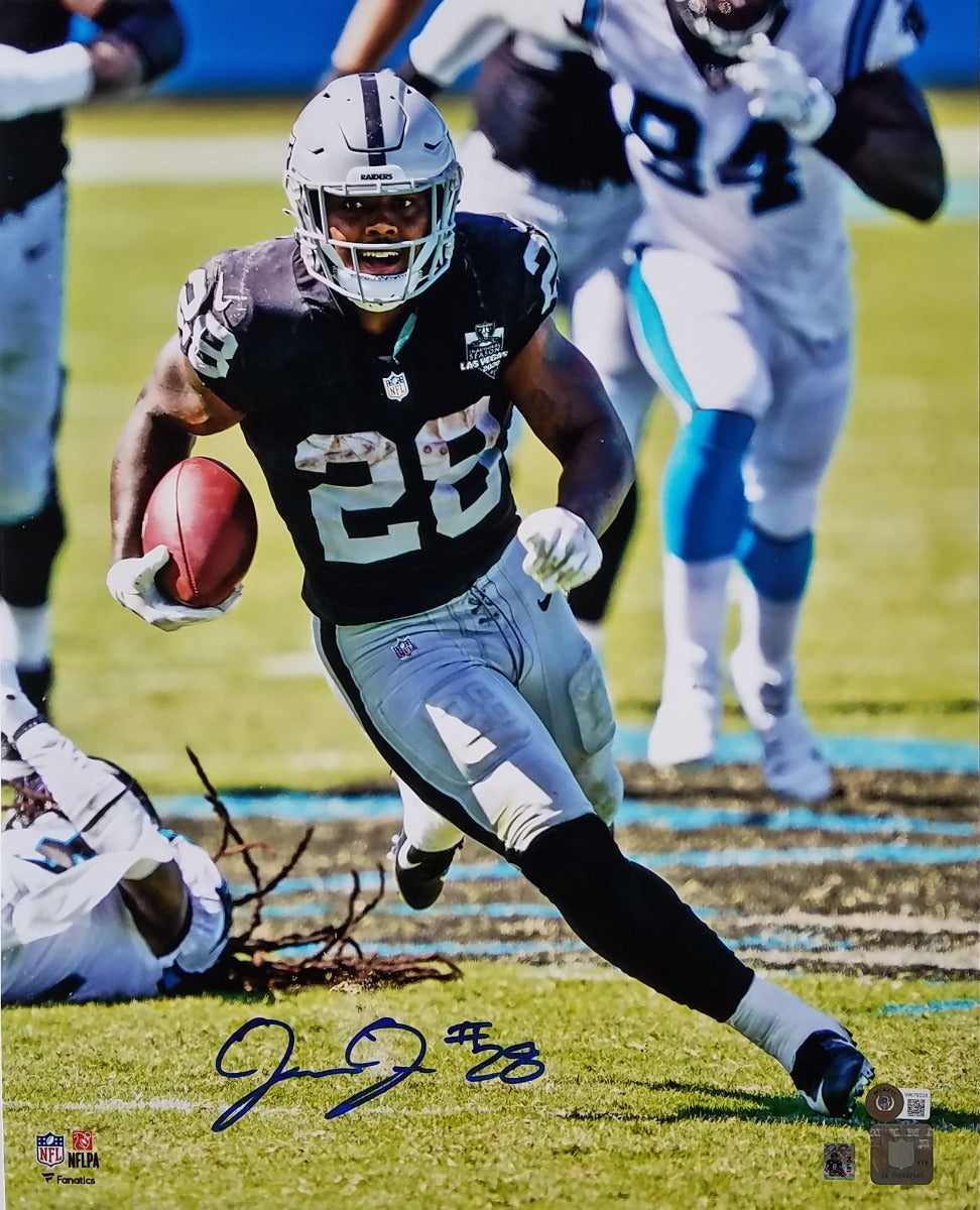 Josh Jacobs Autographed Las Vegas Raiders 16x20 Photo Beckett Witnessed #5-Powers Sports Memorabilia