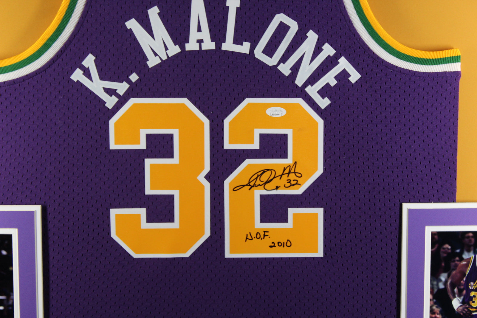 Karl Malone Autographed Utah Jazz Signed Mitchell & Ness Purple Swingman Framed Jersey Hall of Fame HOF 2010 JSA COA-Powers Sports Memorabilia