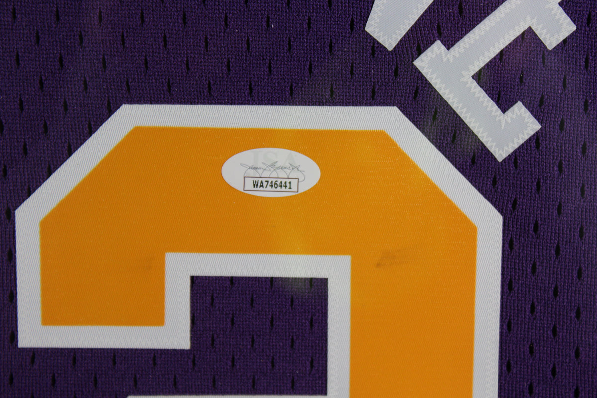 Karl Malone Autographed Utah Jazz Signed Mitchell &amp; Ness Purple Swingman Framed Jersey Hall of Fame HOF 2010 JSA COA-Powers Sports Memorabilia