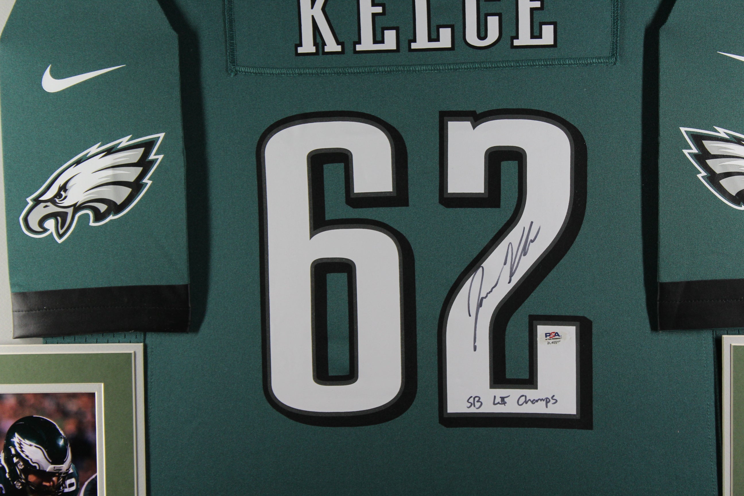 Jason Kelce Philadelphia Eagles Autographed Framed Green Nike