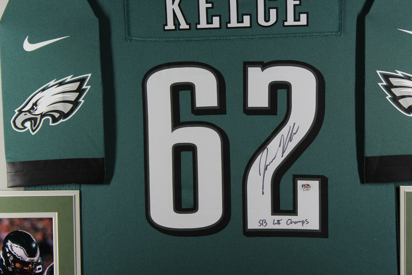 Jason Kelce Autographed Football Jersey Eagles Framed PSA/DNA