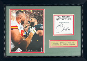 Jason Kelce Travis Kelce Autographed Framed Book Page JSA