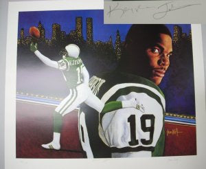 Keyshawn Johnson Autographed New York Jets 20x20 Leon Wolf Lithograph - LTD. Edition 319-Powers Sports Memorabilia