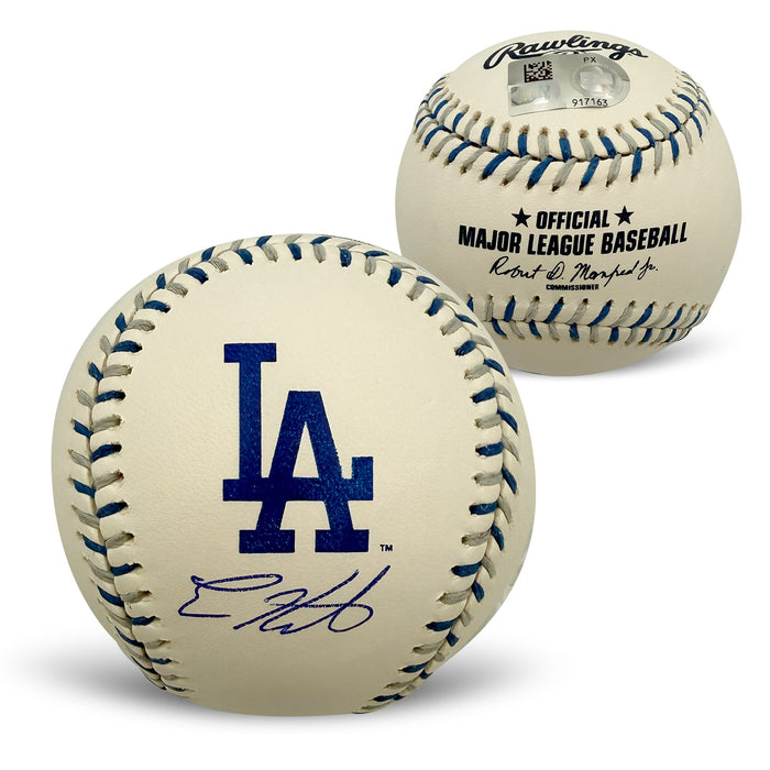 Enrique Kike Hernandez Autographed Los Angeles Dodgers Logo Signed Baseball MLB Authenticated With UV Display Case-Powers Sports Memorabilia