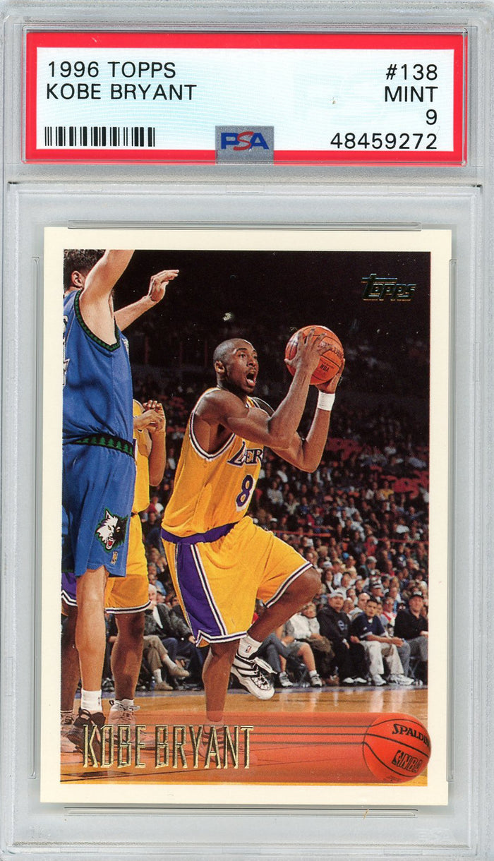 Kobe Bryant 1996 Topps Basketball Rookie Card RC #138 Graded PSA 9 MINT-Powers Sports Memorabilia