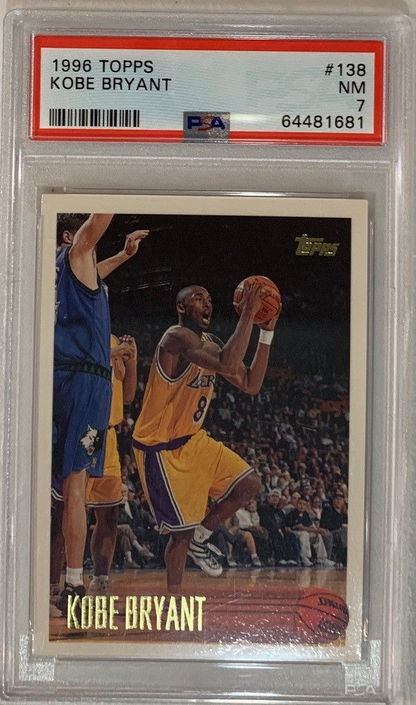 Kobe Bryant 1996 Topps Basketball Rookie Card RC #138 Graded PSA 7-Powers Sports Memorabilia