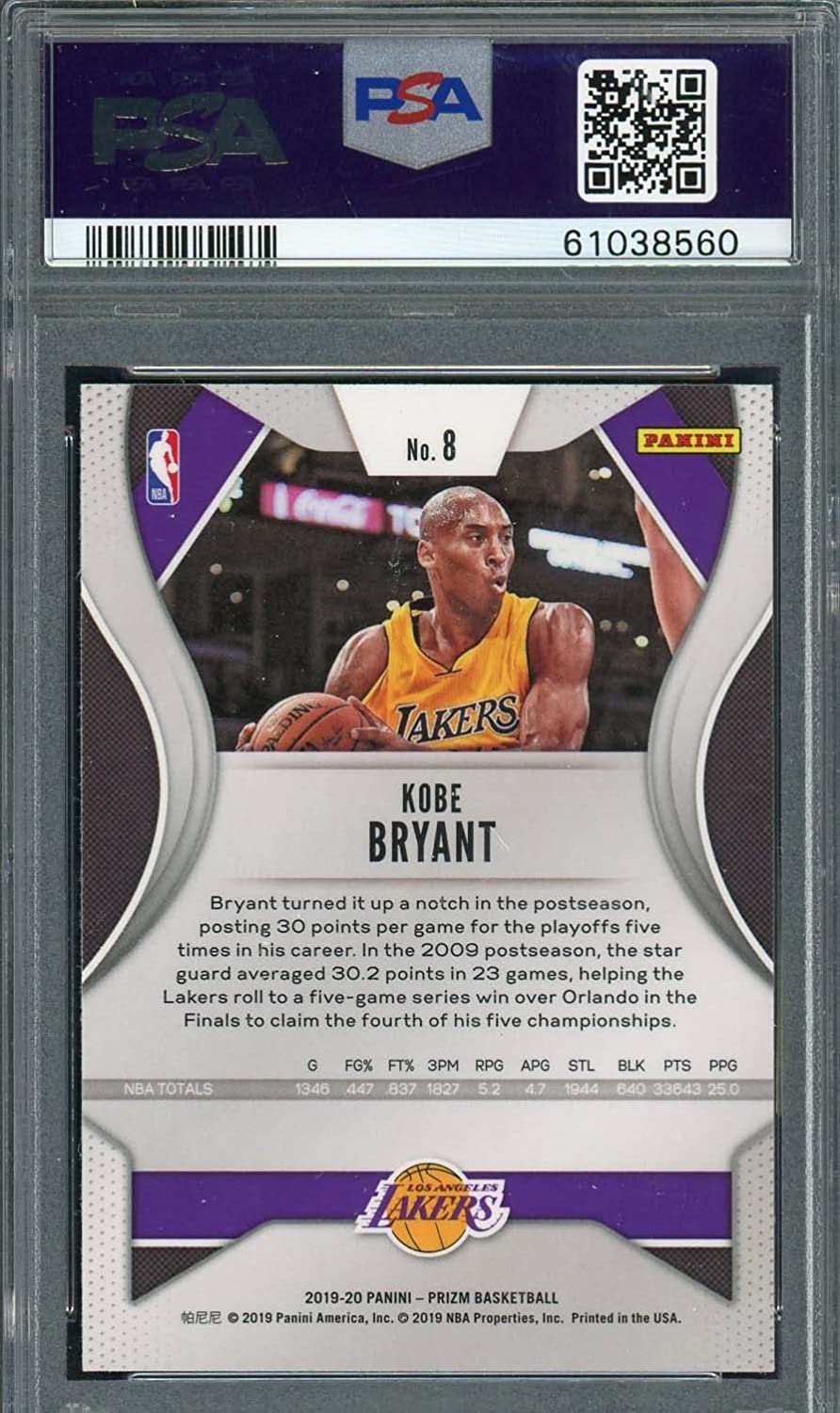 Kobe Bryant 2019 Panini Prizm Basketball Card #8 Graded PSA 9-Powers Sports Memorabilia