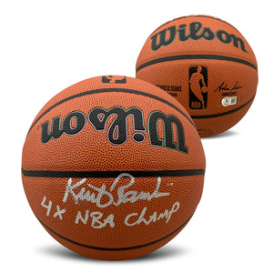 Kurt Rambis Autographed NBA Full Size Replica Basketball 4 x CHAMP Beckett COA-Powers Sports Memorabilia