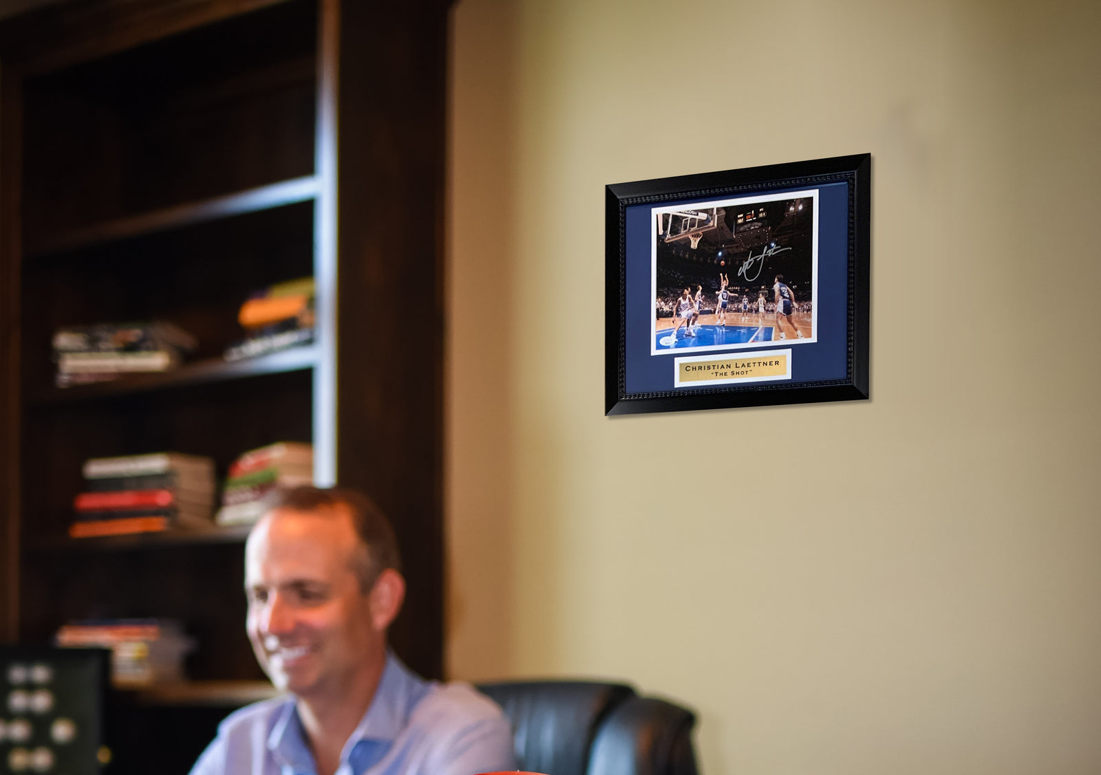 Christian Laettner Autographed Duke Blue Devils Signed THE SHOT Basketball Framed 8x10 Photo JSA COA 2-Powers Sports Memorabilia