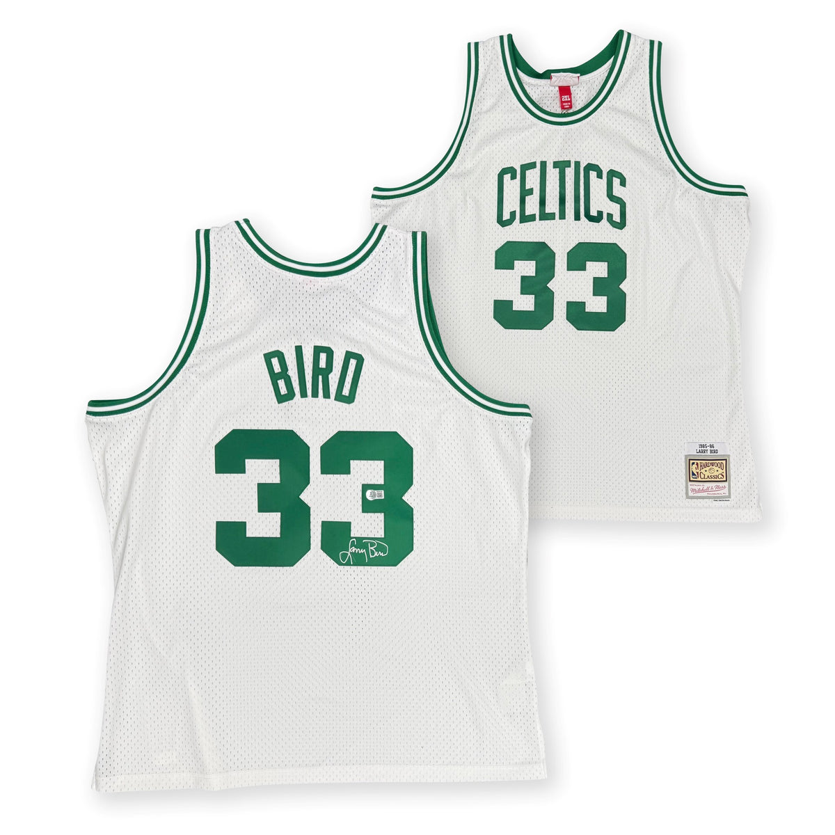 Larry Bird Autographed Boston Celtics Signed Mitchell &amp; Ness White Swingman Basketball Jersey Beckett Authenticated COA-Powers Sports Memorabilia