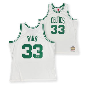 Larry Bird Autographed Boston Celtics Signed Mitchell & Ness White Swingman Basketball Jersey Beckett Authenticated COA-Powers Sports Memorabilia