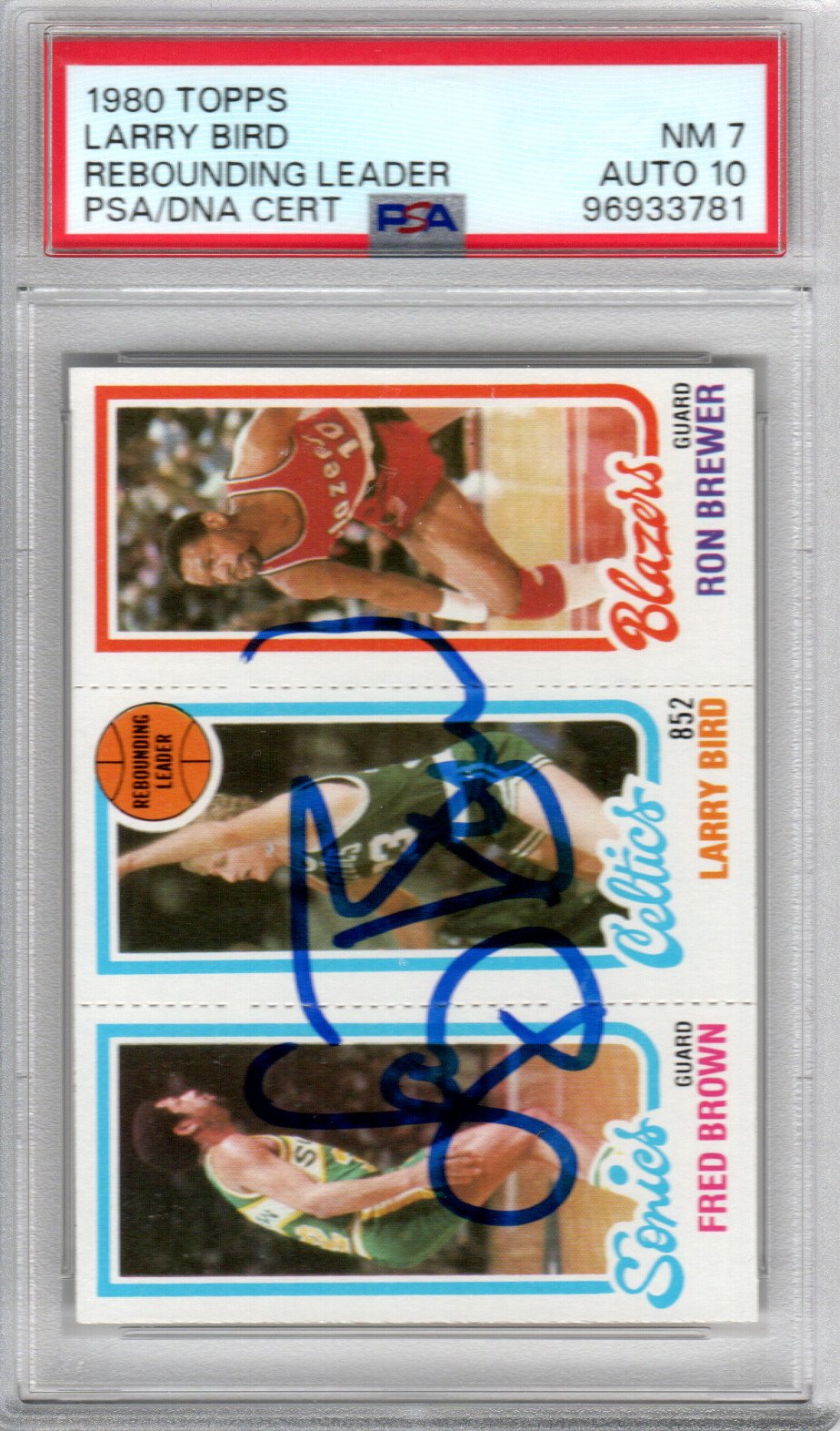 Larry Bird Signed 1980 Topps Celtics Rookie Card - PSA NM-7 Auto 10-Powers Sports Memorabilia