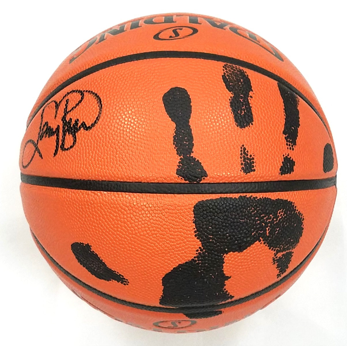 Larry Bird Signed Boston Celtics NBA Replica Game Basketball With Hand Print in Black - Beckett-Powers Sports Memorabilia