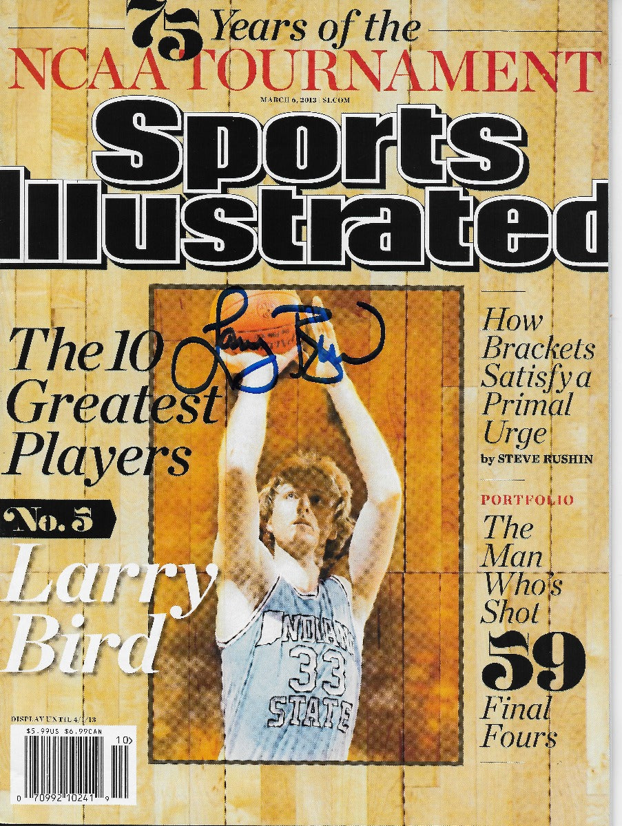 Larry Bird Autographed Boston Celtics Sports Illustrated 3/6/13 Beckett Witnessed-Powers Sports Memorabilia