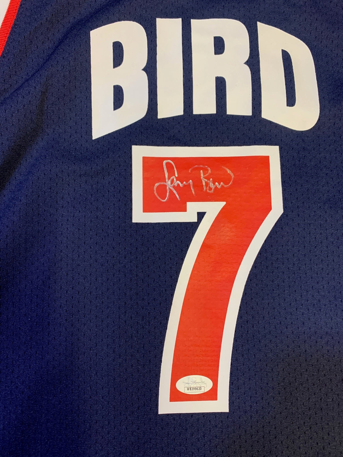 Larry Bird Autographed 1992 USA Dream Team Olympic Blue M&amp;N Authentic Signed Basketball Jersey JSA COA-Powers Sports Memorabilia