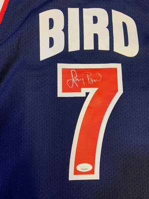 Larry Bird Autographed 1992 USA Dream Team Olympic Blue M&N Authentic Signed Basketball Jersey JSA COA-Powers Sports Memorabilia