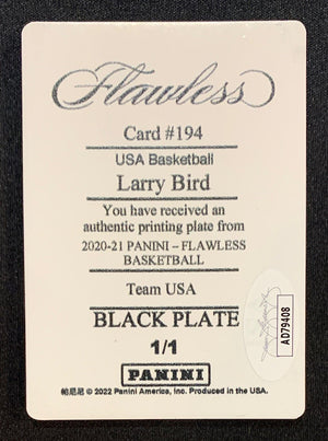 Larry Bird 2020 Panini Flawless Signed Printing Plate Card #194 Auto JSA 1/1-Powers Sports Memorabilia